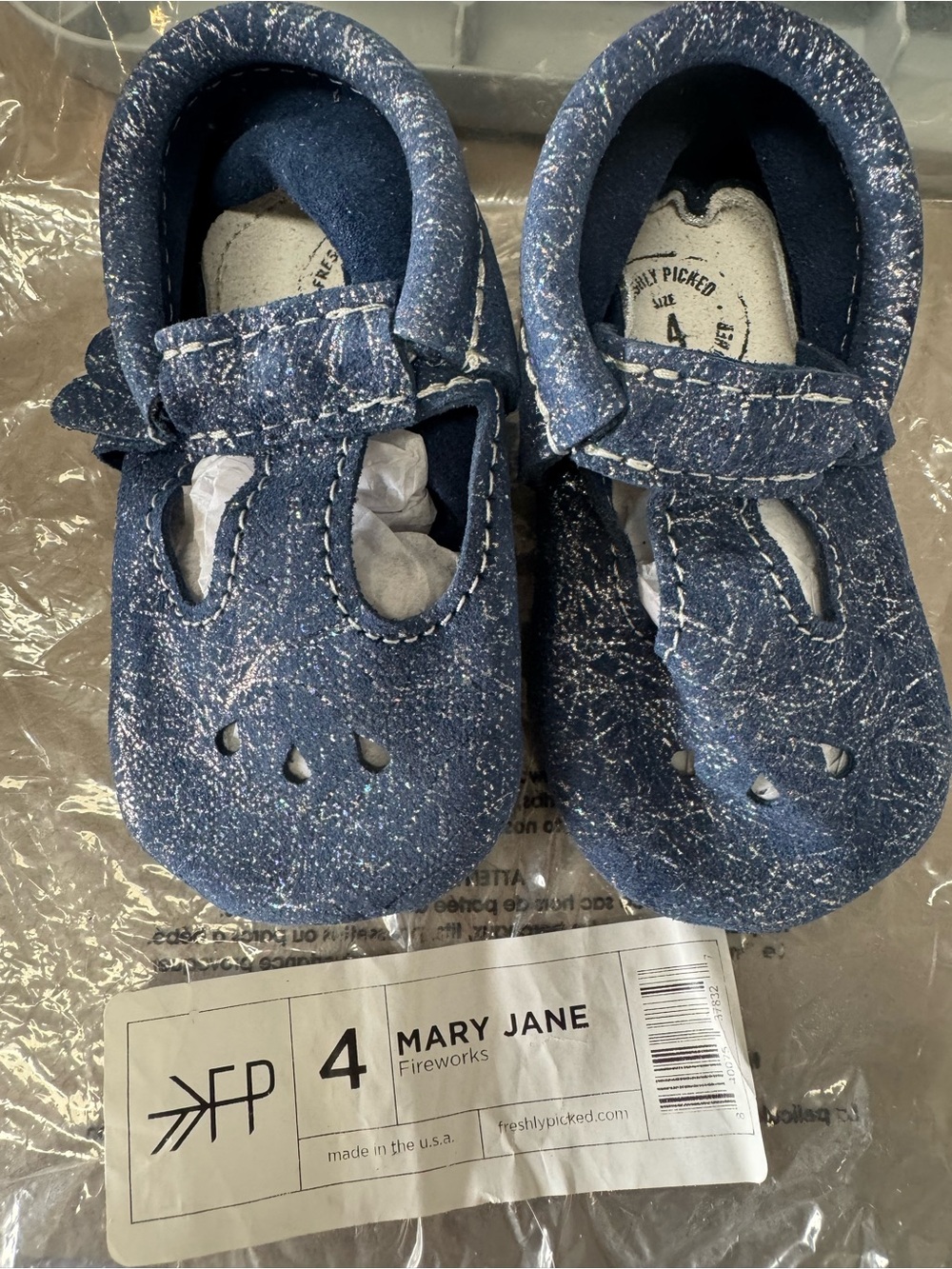 Freshly Picked Navy Speckle Mary Jane in Fireworks Baby Shoes Sz 4